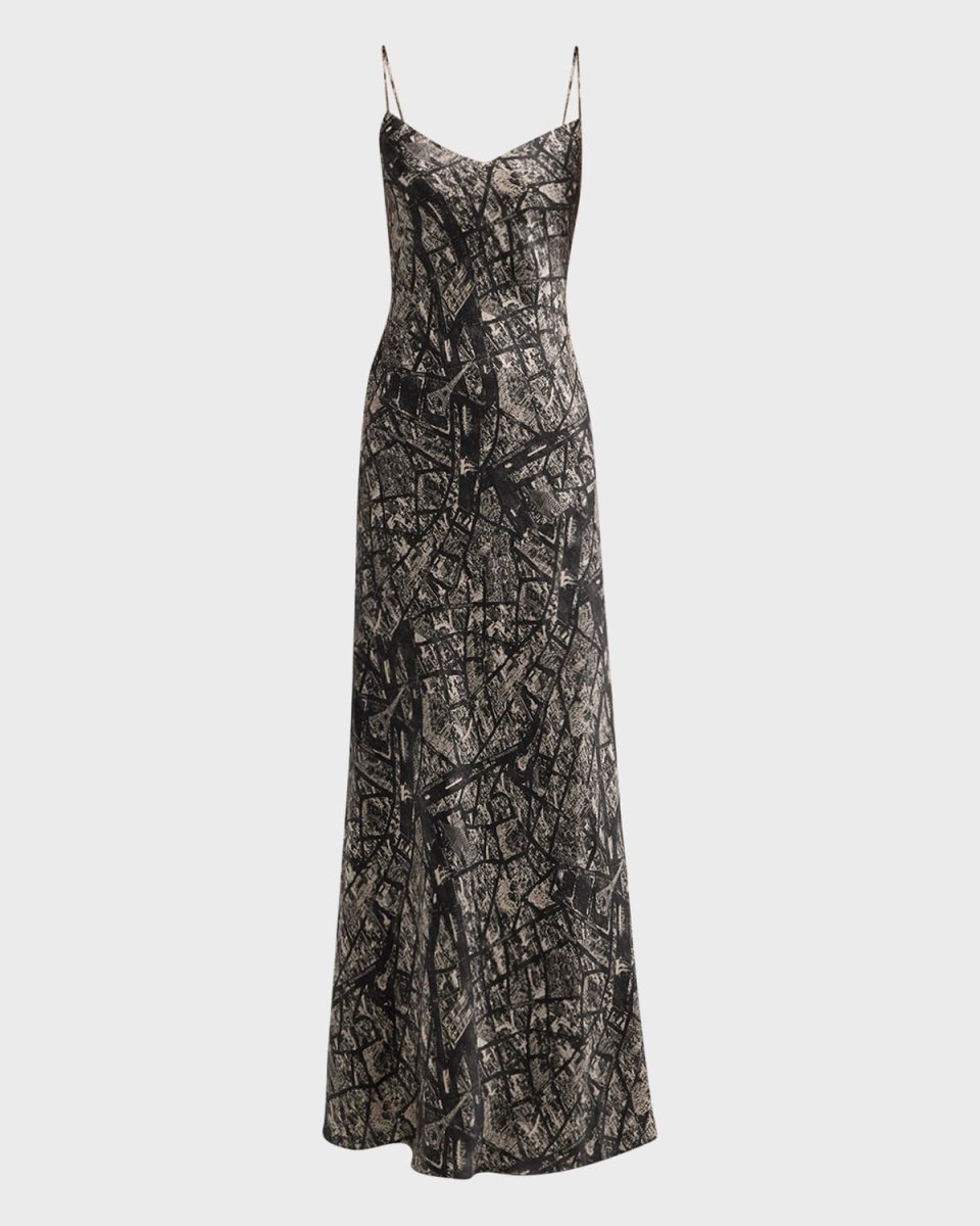 Serita Maxi V-Neck Bias-Cut Slip Dress